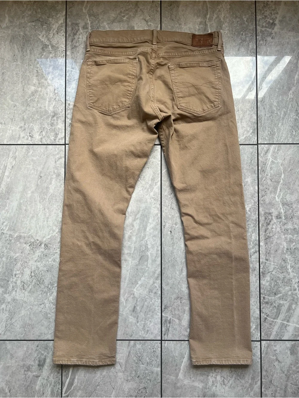 Polo Ralph Lauren Men's Chino Pants 34x32 Tan Khaki Slim Straight Logo Casual